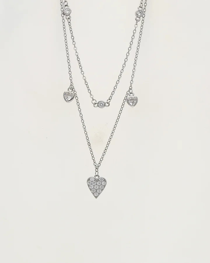 Heart Charm Lariat Chain in 92.5 Silver