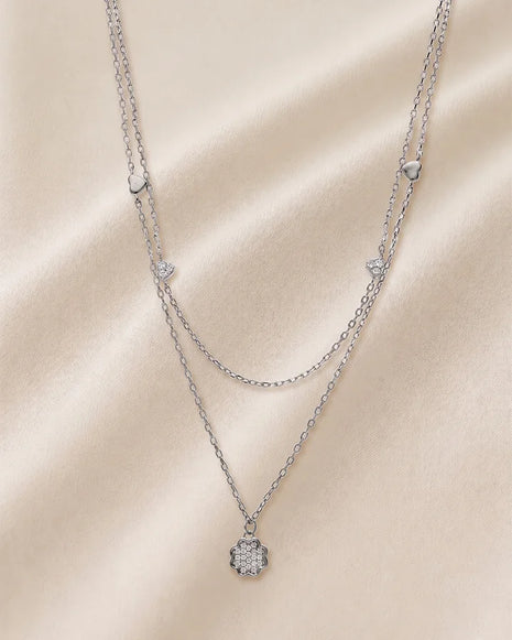 Bloom Heart Lariat Chain in 92.5 Silver