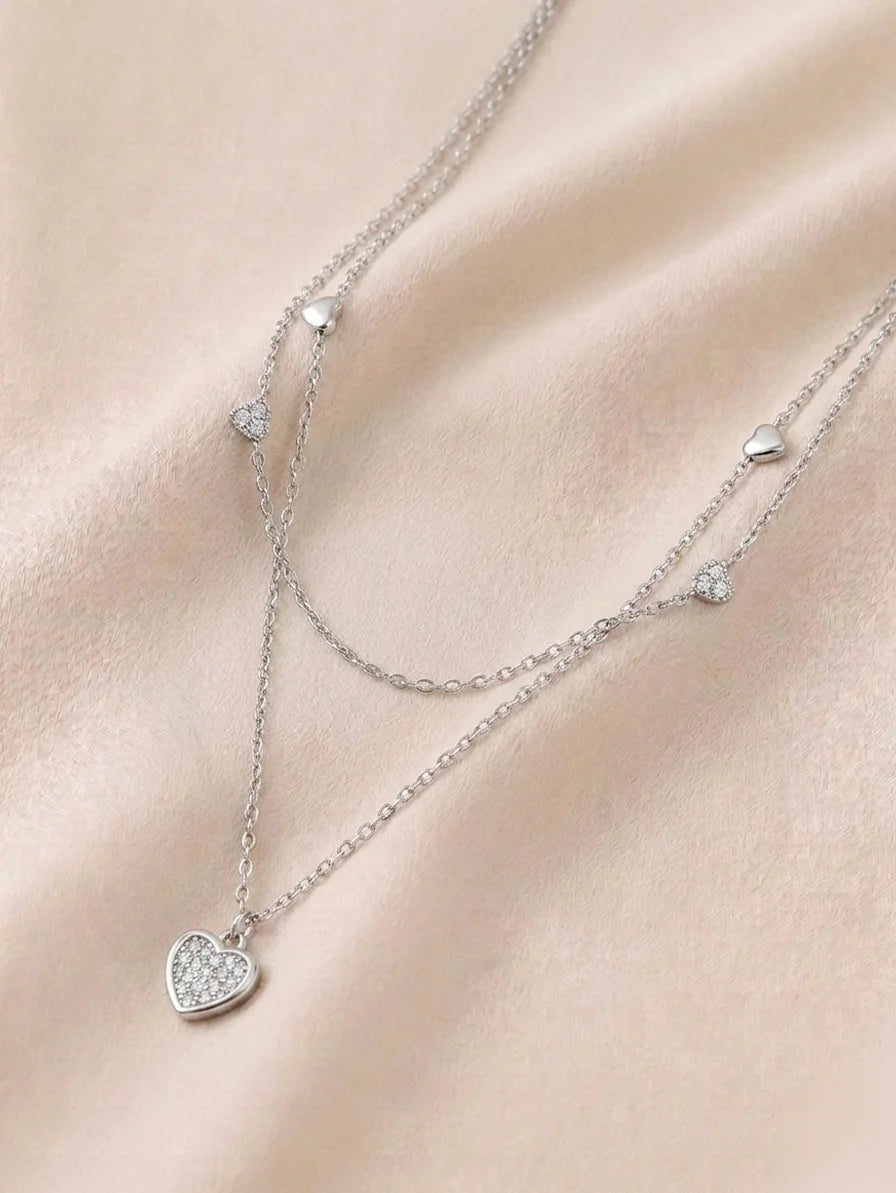 Tiny Heart Lariat Chain in 92.5 Silver