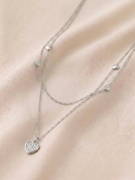 Tiny Heart Lariat Chain in 92.5 Silver