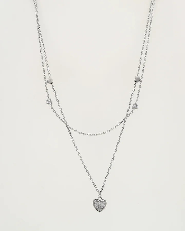Tiny Heart Lariat Chain in 92.5 Silver