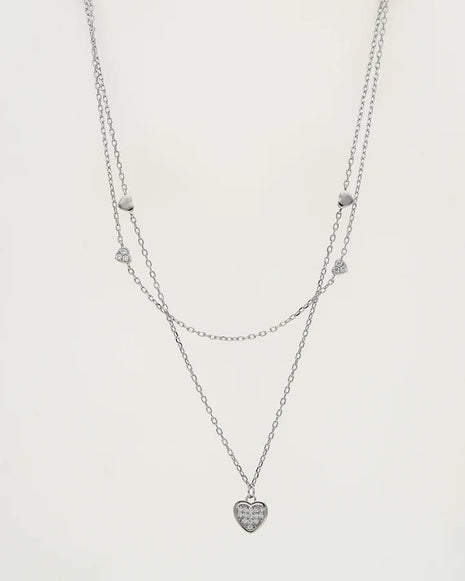 Tiny Heart Lariat Chain in 92.5 Silver