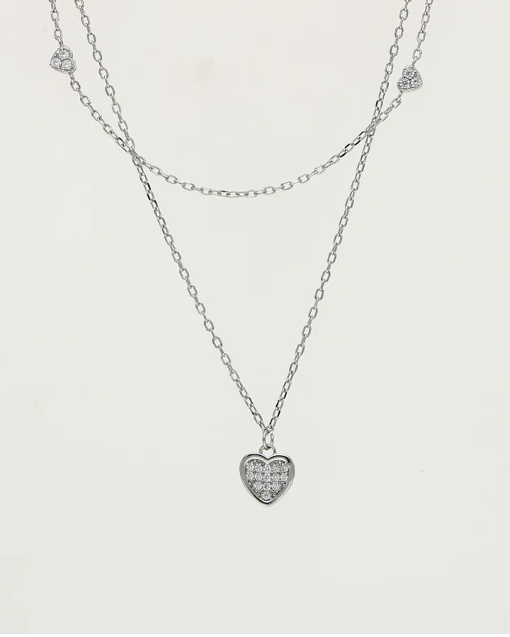 Tiny Heart Lariat Chain in 92.5 Silver