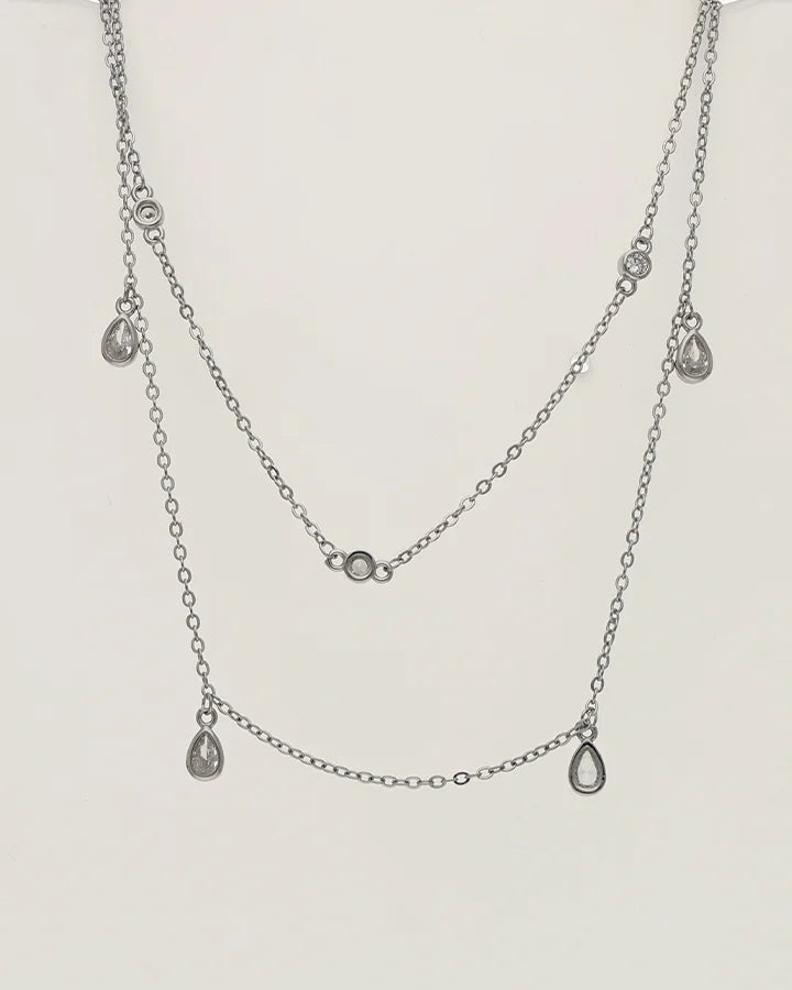 Pear Drop Lariat Chain in 92.5 Silver