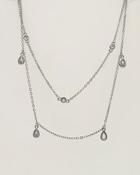 Pear Drop Lariat Chain in 92.5 Silver