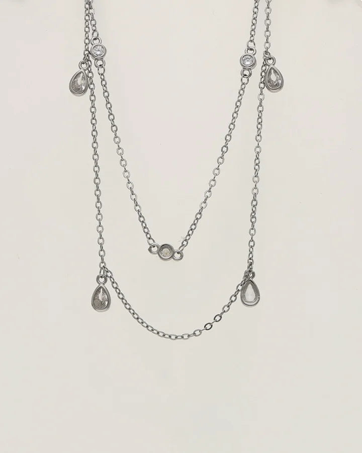Pear Drop Lariat Chain in 92.5 Silver