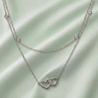 Twin Heart Lariat Chain in 92.5 Silver