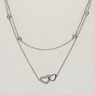 Twin Heart Lariat Chain in 92.5 Silver