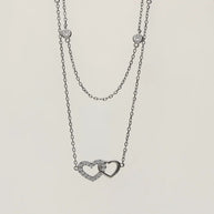 Twin Heart Lariat Chain in 92.5 Silver
