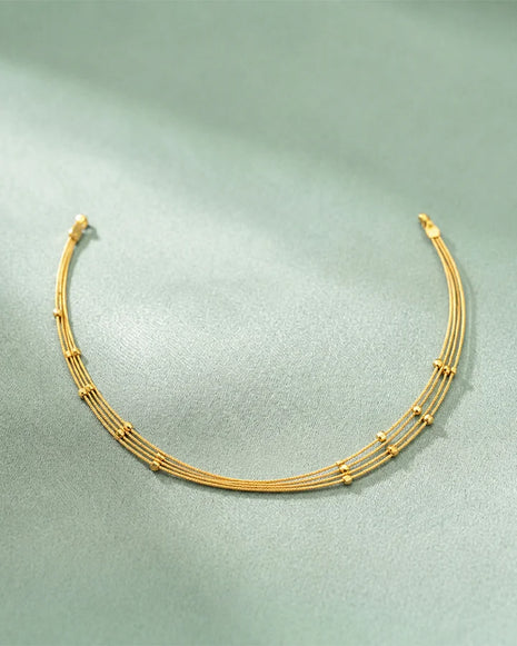 Golden Orbit Omega Necklace in 92.5 Silver