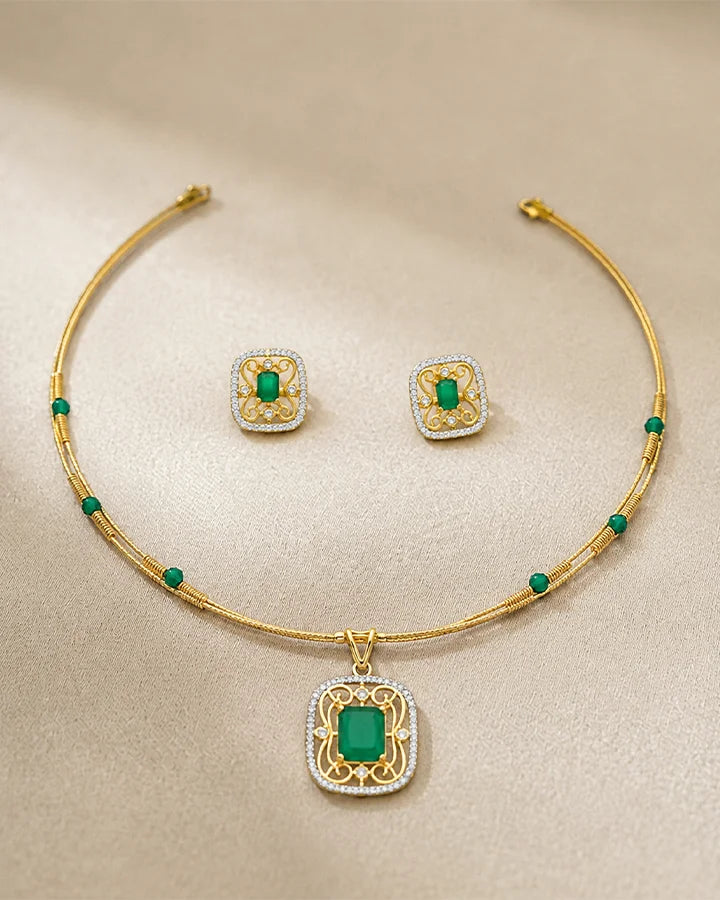Emerald Grace Set in 92.5 Silver