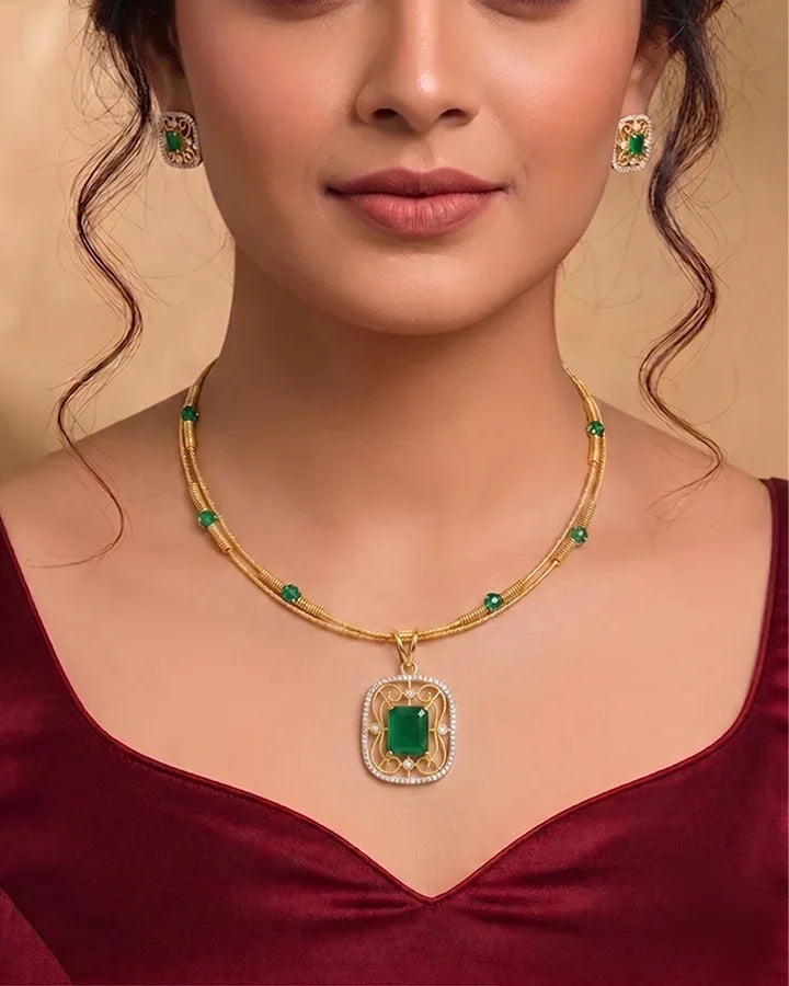 Emerald Grace Set in 92.5 Silver