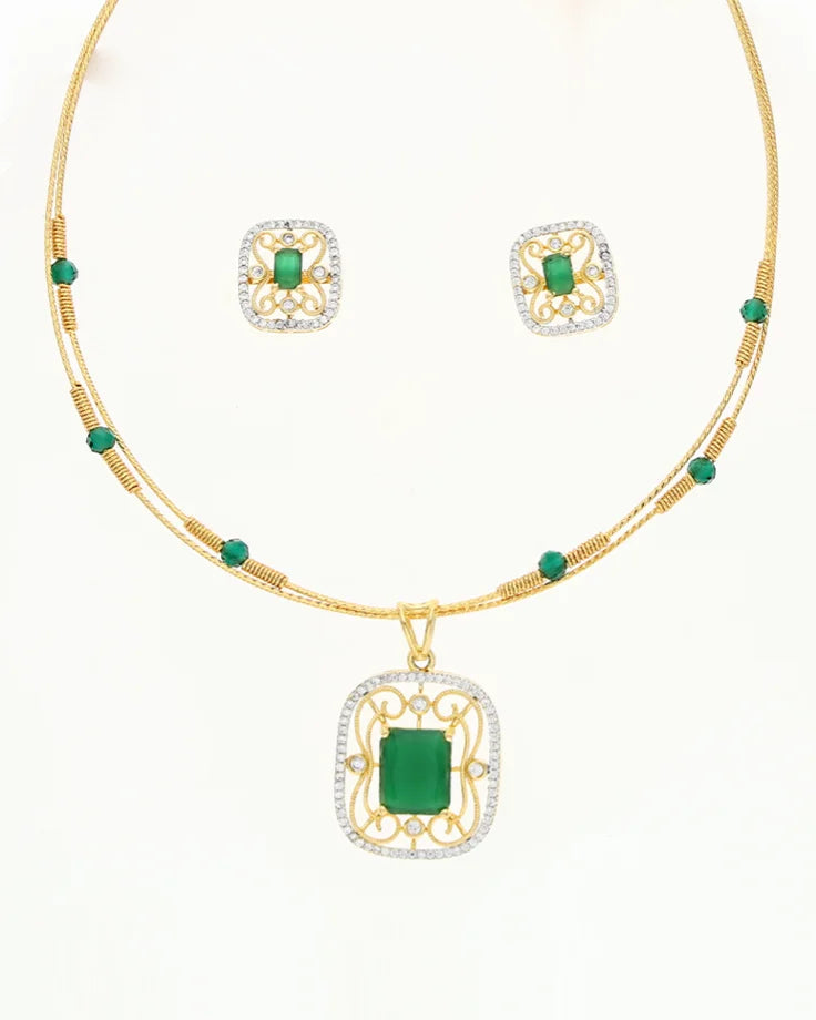Emerald Grace Set in 92.5 Silver