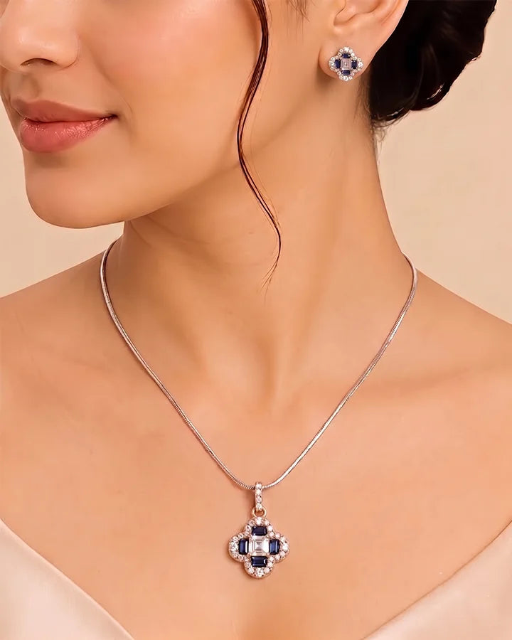 Blue Clover Charm Duo in 92.5 Silver