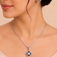 Blue Clover Charm Duo in 92.5 Silver