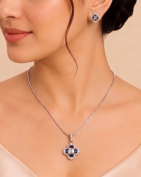 Blue Clover Charm Duo in 92.5 Silver