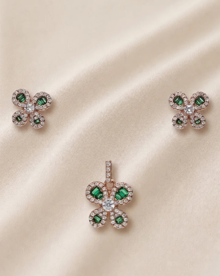 Emerald Petal Charm Duo in 92.5 Silver