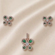 Emerald Petal Charm Duo in 92.5 Silver
