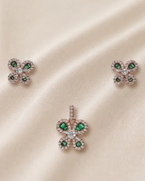 Emerald Petal Charm Duo in 92.5 Silver
