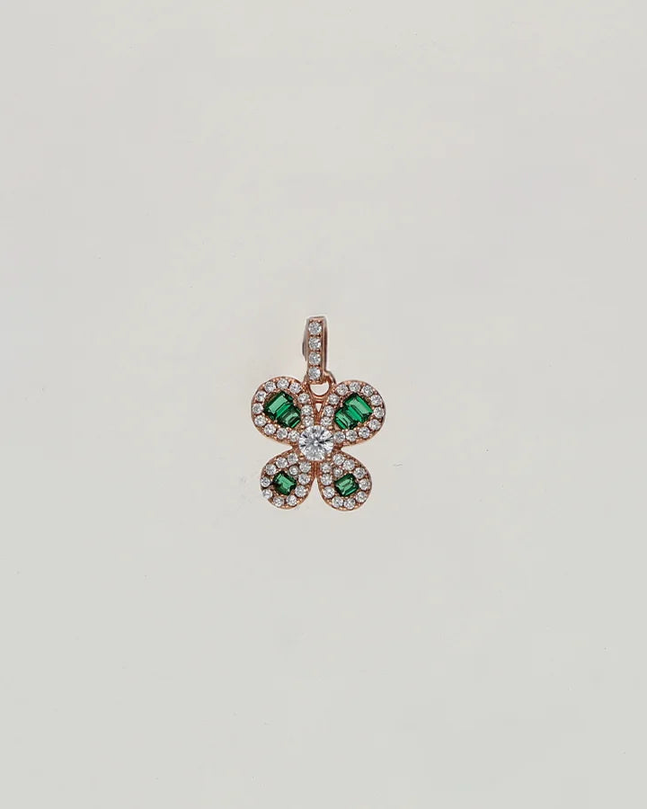 Emerald Petal Charm Duo in 92.5 Silver