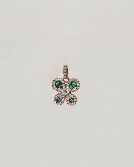 Emerald Petal Charm Duo in 92.5 Silver