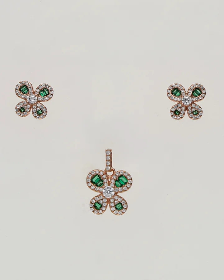 Emerald Petal Charm Duo in 92.5 Silver