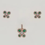 Emerald Petal Charm Duo in 92.5 Silver