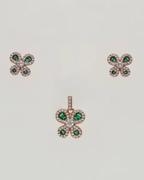 Emerald Petal Charm Duo in 92.5 Silver