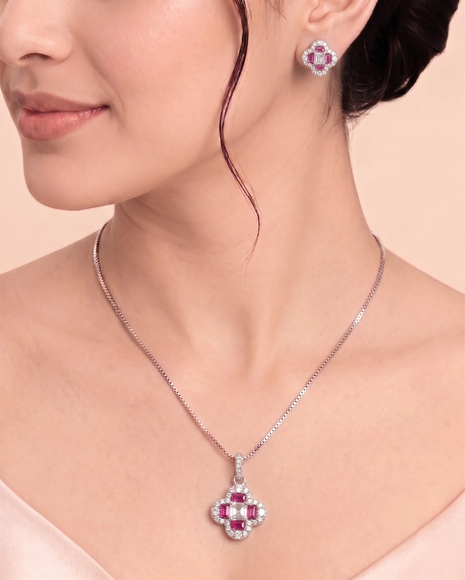 Ruby Clover Charm Duo in 92.5 Silver