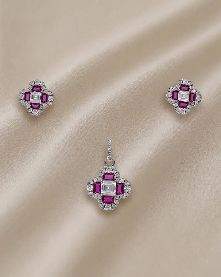 Ruby Clover Charm Duo in 92.5 Silver