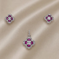 Ruby Clover Charm Duo in 92.5 Silver