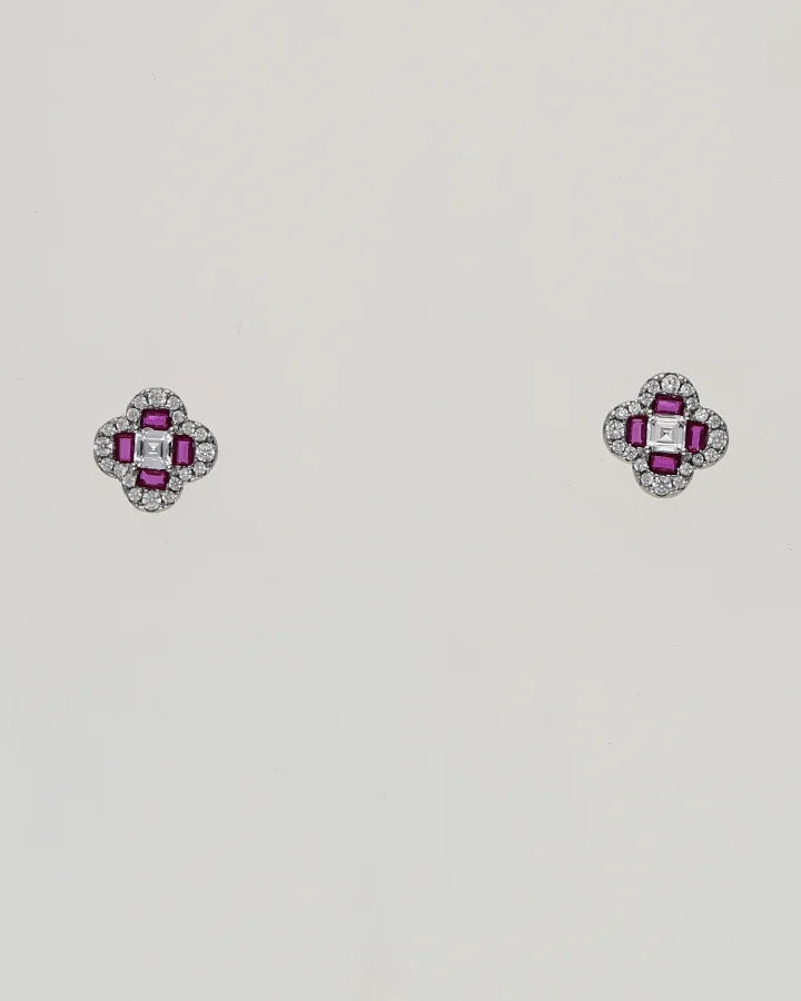 Ruby Clover Charm Duo in 92.5 Silver