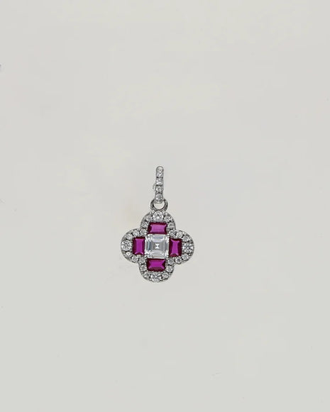 Ruby Clover Charm Duo in 92.5 Silver