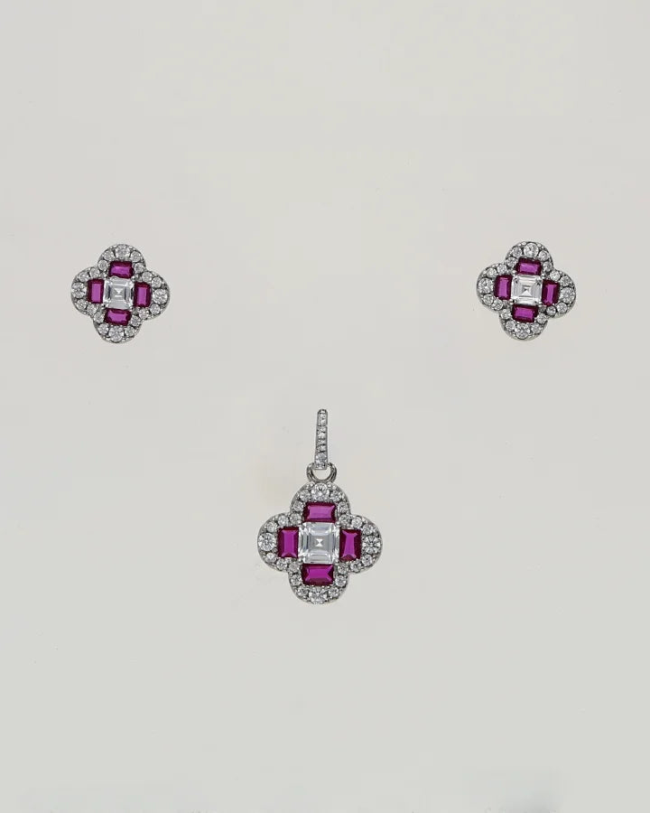 Ruby Clover Charm Duo in 92.5 Silver
