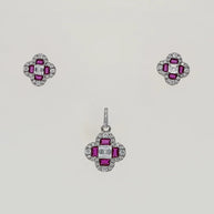 Ruby Clover Charm Duo in 92.5 Silver