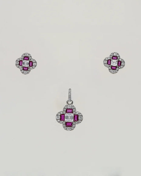 Ruby Clover Charm Duo in 92.5 Silver