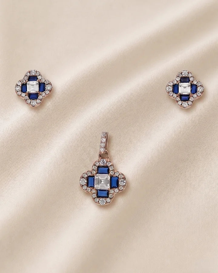 Blue Clover Charm Duo in 92.5 Silver
