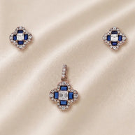 Blue Clover Charm Duo in 92.5 Silver