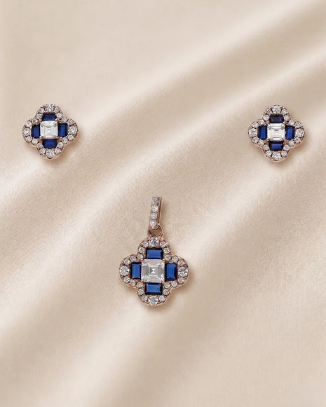 Blue Clover Charm Duo in 92.5 Silver