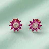 Ruby Bloom Earrings in 92.5 Silver