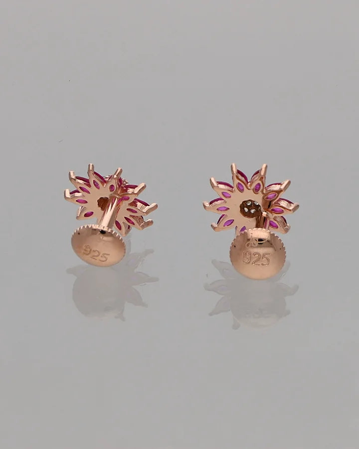 Ruby Bloom Earrings in 92.5 Silver