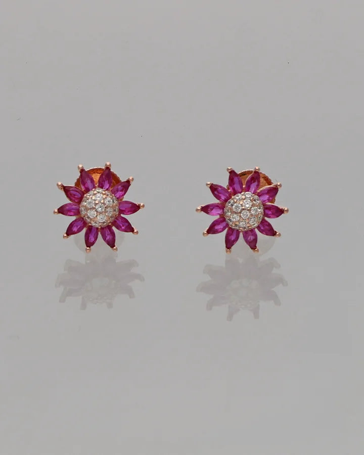 Ruby Bloom Earrings in 92.5 Silver
