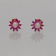 Ruby Bloom Earrings in 92.5 Silver