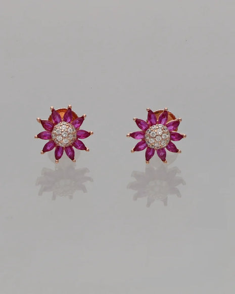 Ruby Bloom Earrings in 92.5 Silver
