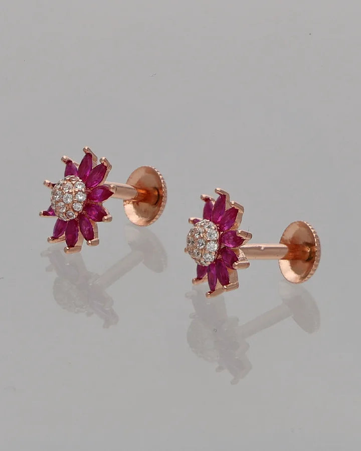 Ruby Bloom Earrings in 92.5 Silver