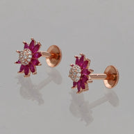 Ruby Bloom Earrings in 92.5 Silver