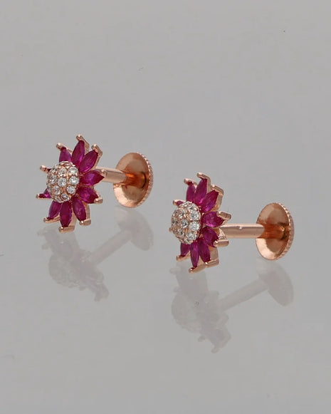 Ruby Bloom Earrings in 92.5 Silver