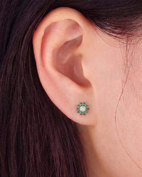 Emerald Bloom Earrings in 92.5 Silver
