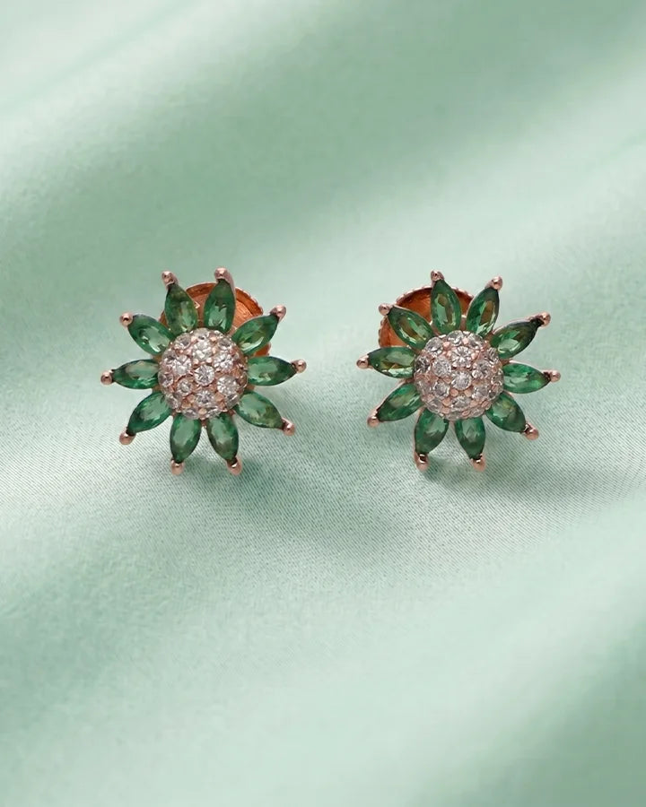Emerald Bloom Earrings in 92.5 Silver