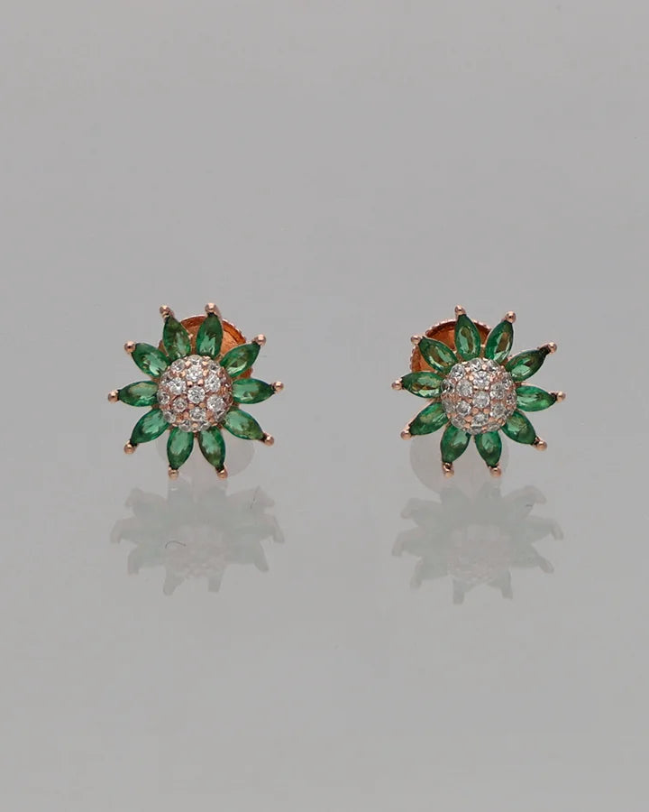 Emerald Bloom Earrings in 92.5 Silver